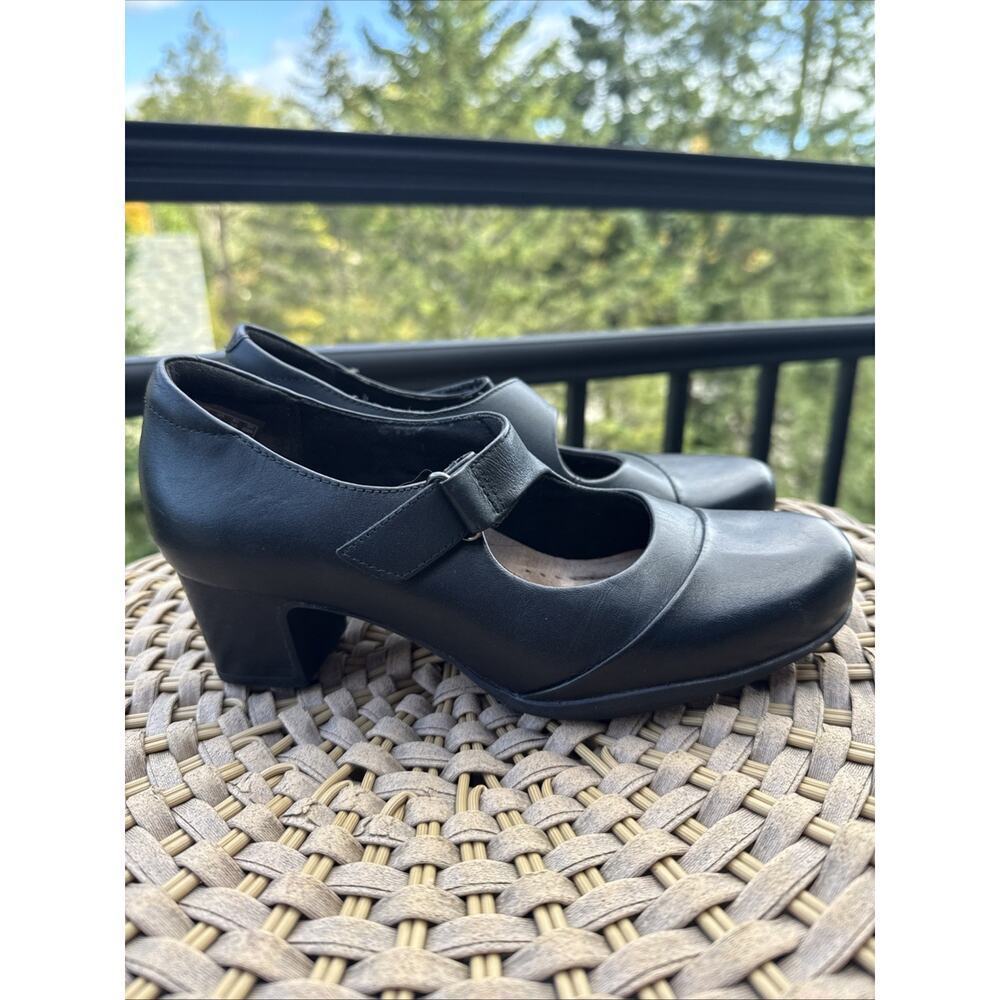 Clarks Women Rosalyn Wren Mary Jane Size 6 M Black Leather Block Heel EU 36 - Picture 4 of 16